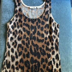 Neiman Marcus Leopard Print Tank Top in Brown and Black